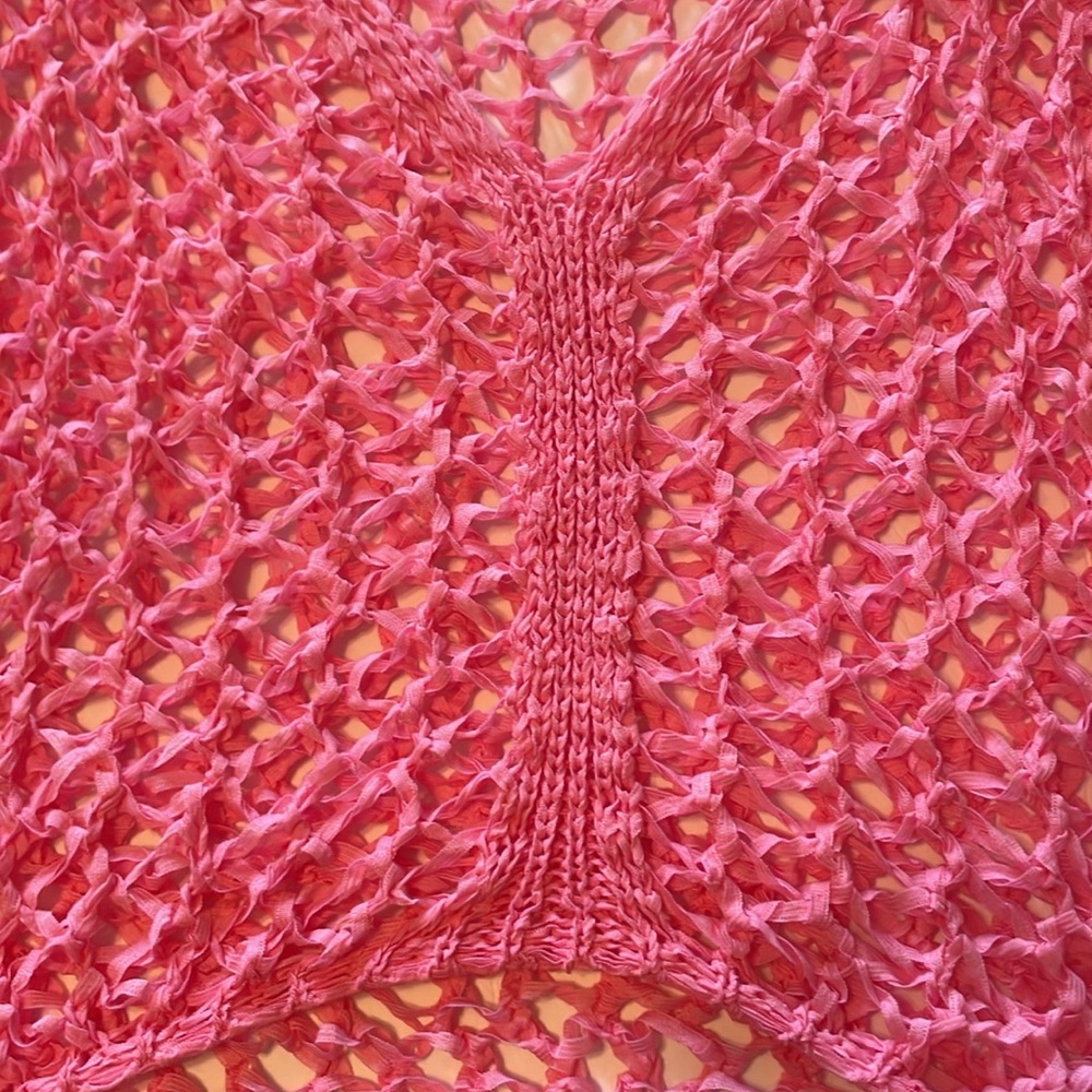 ITOO Brand Pink Asymmetrical Open Stitch 3/4 Sleeve Top - Picture 5 of 9